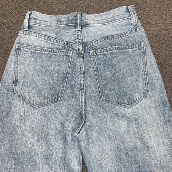 IN/CO CROSSOVER WAIST BUTTON FLY LIGHT WASH BLUE DENIM JEANS -Y2K - SIZE 25 - Picture 9 of 13